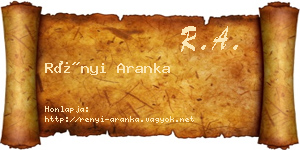 Rényi Aranka névjegykártya